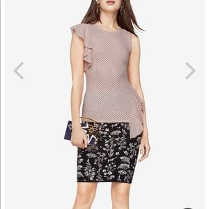 BCBG Rowe Sleeveless Ruffled Mesh Top Pink